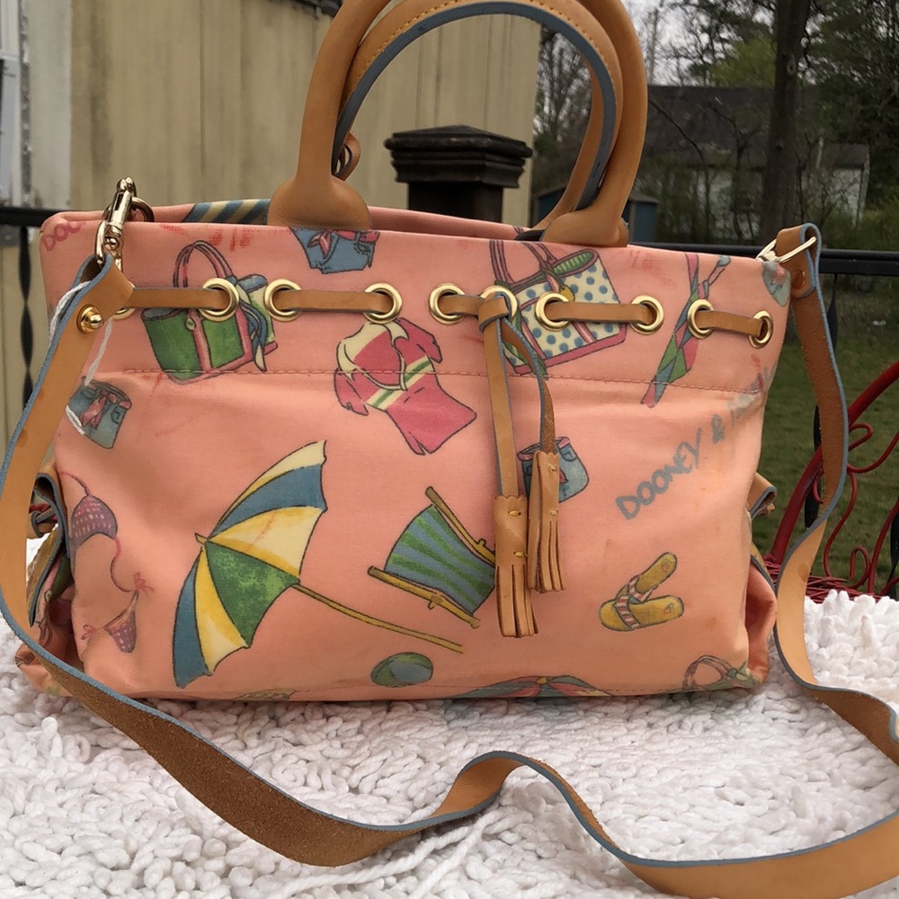 New Vintage DOONEY & BOURKE Summertime Theme Print Hand/Shoulder Purse Bag